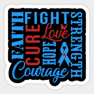 Diabetes Awareness T-Shirt Fight Faith Hope Love Cure Courage Strength Sticker